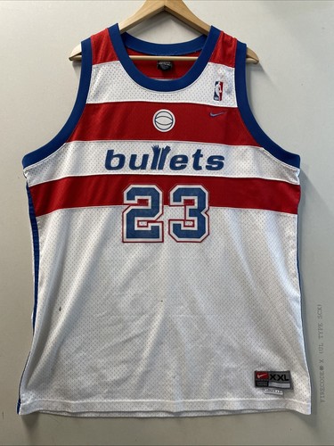 VTG Y2K Nike Washington Bullets Jersey Men 2XL Length +2 White Michael Jordan