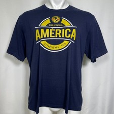 Club de Futbol America 1916 Soccer Navy Blue Gold T-Shirt Men's LARGE