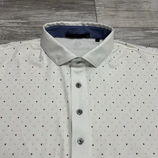 Greyson Performance Polo Golf Shirt Stretch White All Over Print Wolf Logo Med