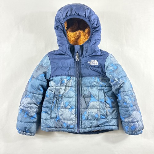The North Face Toddler 2T Reversible Mount Chimborazo Hooded Jacket Blue Camo
