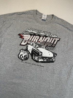 FOP Burnout 2013 Route 66 El Reno OK T Shirt Mens 2XL Gray Graphic Tee