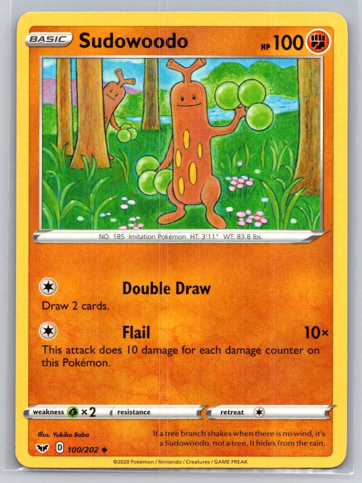 Sudowoodo 100/202 - SWSH01: Sword & Shield Base Set - Pokémon TCG - LP