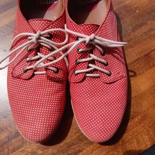 Rollie Derby Womens US 8 EU39 Red Polka Dot Lace Up Leather Flat Shoes Casual