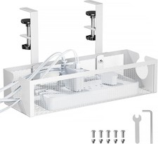 No-Drill Metal Under Desk Cable Management Tray, Power Strip  Cable Organizer f