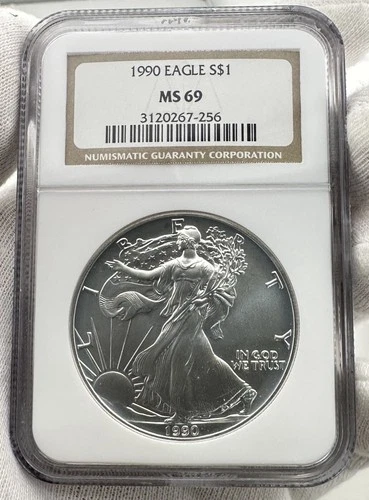 1990 $1 American Eagle 1 oz Silver NGC MS69 Coin