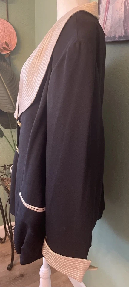 Blazer Katherine Bishop Negro y Dorado Doble Estrás Abotonado Talla 28 Nuevo con Etiquetas Foto 2 de 4