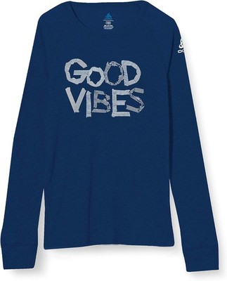 Odlo Kids Active Warm Trend Baselayer Long Sleeve Shirt, Navy Blue, 128