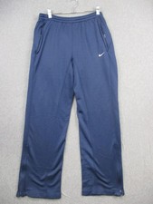 Nike Team FitDry Pants Mens Medium Navy Blue Zip Pockets Athletic Track Training
