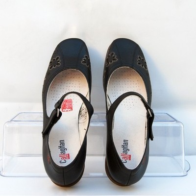 VTG Callaghan Women's Black Leather Mary Jane Flat  9 USA  Made  in Spain Sz40