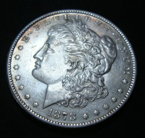 1878 S Morgan Silver Dollar AU with luster & light toning ab944