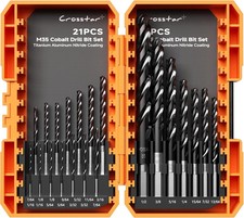 M35 Cobalt Drill Bit Set for Hardened Metal  Stainless Steel - 21Pcs Titanium A