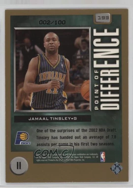 2003-04 Upper Deck Victory Point of Difference Parallel /100 Jamaal Tinsley #193 - Image 2 of 2