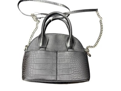 Zara Faux Crocodile Style Handle- Crossbody Mini- Bowling Bag black