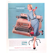 Office 1956 Print Ad Smith-Corona Electric Typewriters Live Action 11"X14"