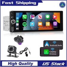 Single 1 Din Car Stereo Wireless CarPlay 6.86 Touchscreen Bluetooth Radio FM USB