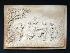 PLAQUE CALCAIRE FOLKLORE FONTAINE PÉTRIFIANTE AUVERGNE ANCIEN C.F BECKER