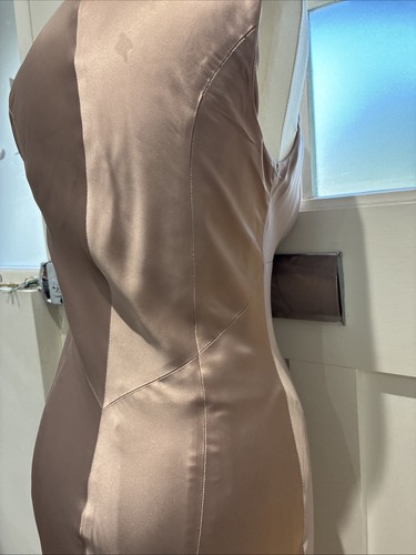 KAREN MILLEN Evening Dress Dusky Pink Satin Full Length Fishtail Size 10-12 Uk - Picture 12 of 23