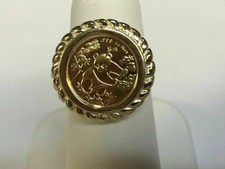 14K Yellow Gold FN CHINESE PANDA BEAR COIN Beauty Vintage Wedding Gold Ring