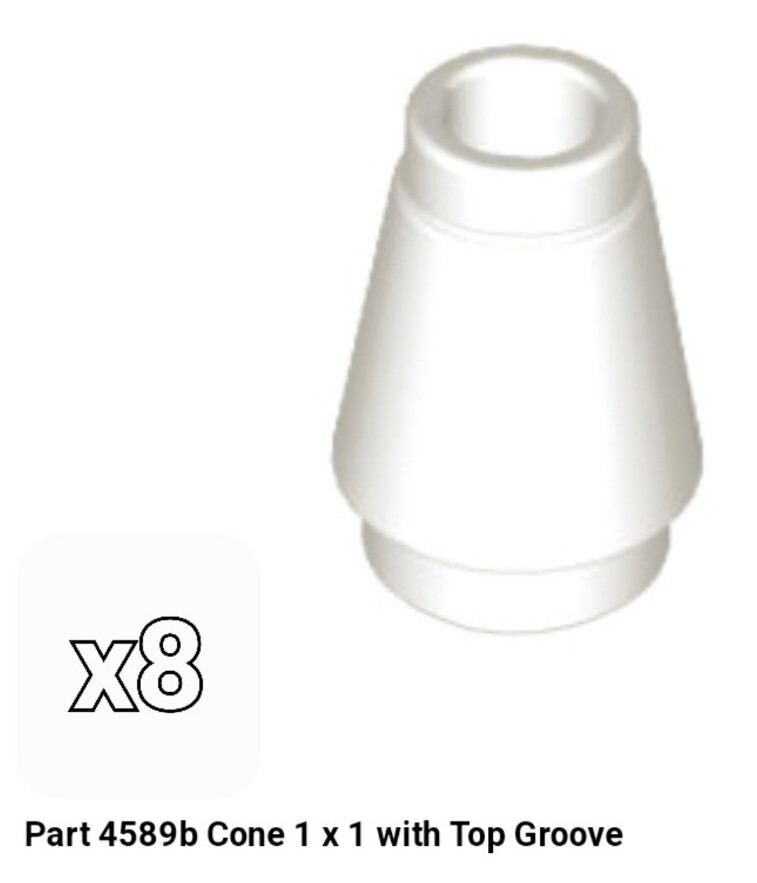 NEW LEGO Parts 4589b WHITE Brick Cone 1x1 Top Groove Lot of