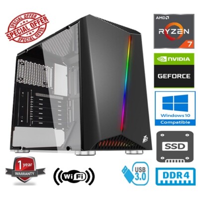 AMD RYZEN 7 2700 4,1GHz 8CORE 8G RAM 240G SSD NVIDIA GEFORCE GT1030 2G GAMING PC