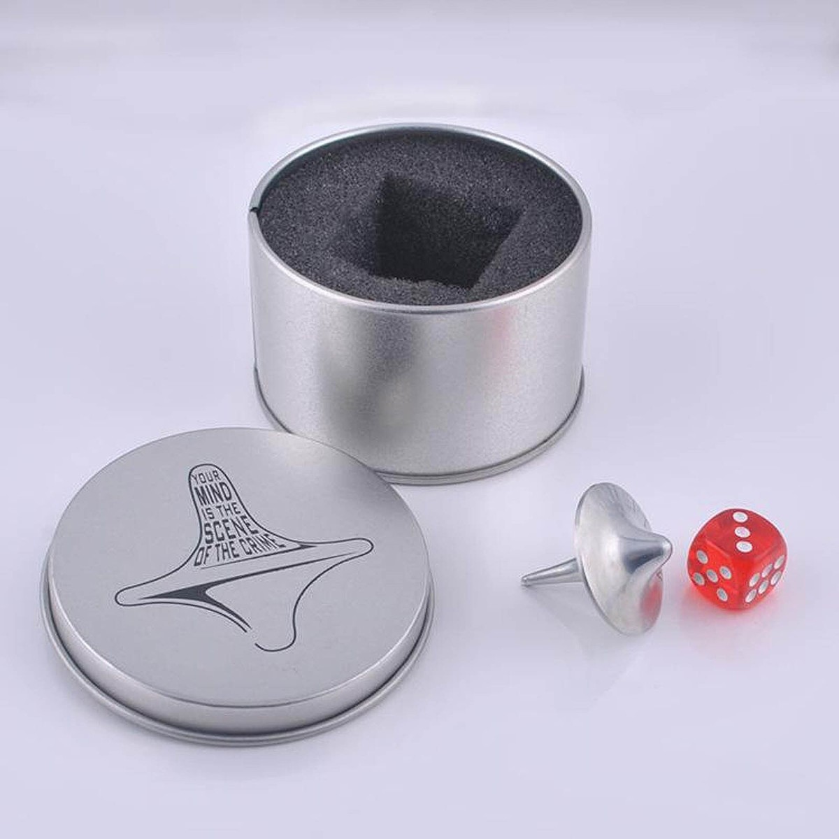 Toupie Inception Totem Alliage Zinc Argenté - Gyroscope Précis + Dés + Sac - Jouet Premium