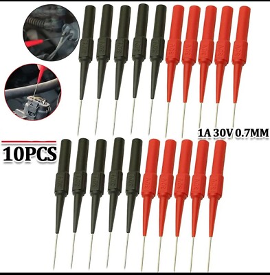 10 Pcs Multimeter Test Lead Probe Extention Back Piercing Needle Tip Probes 30V