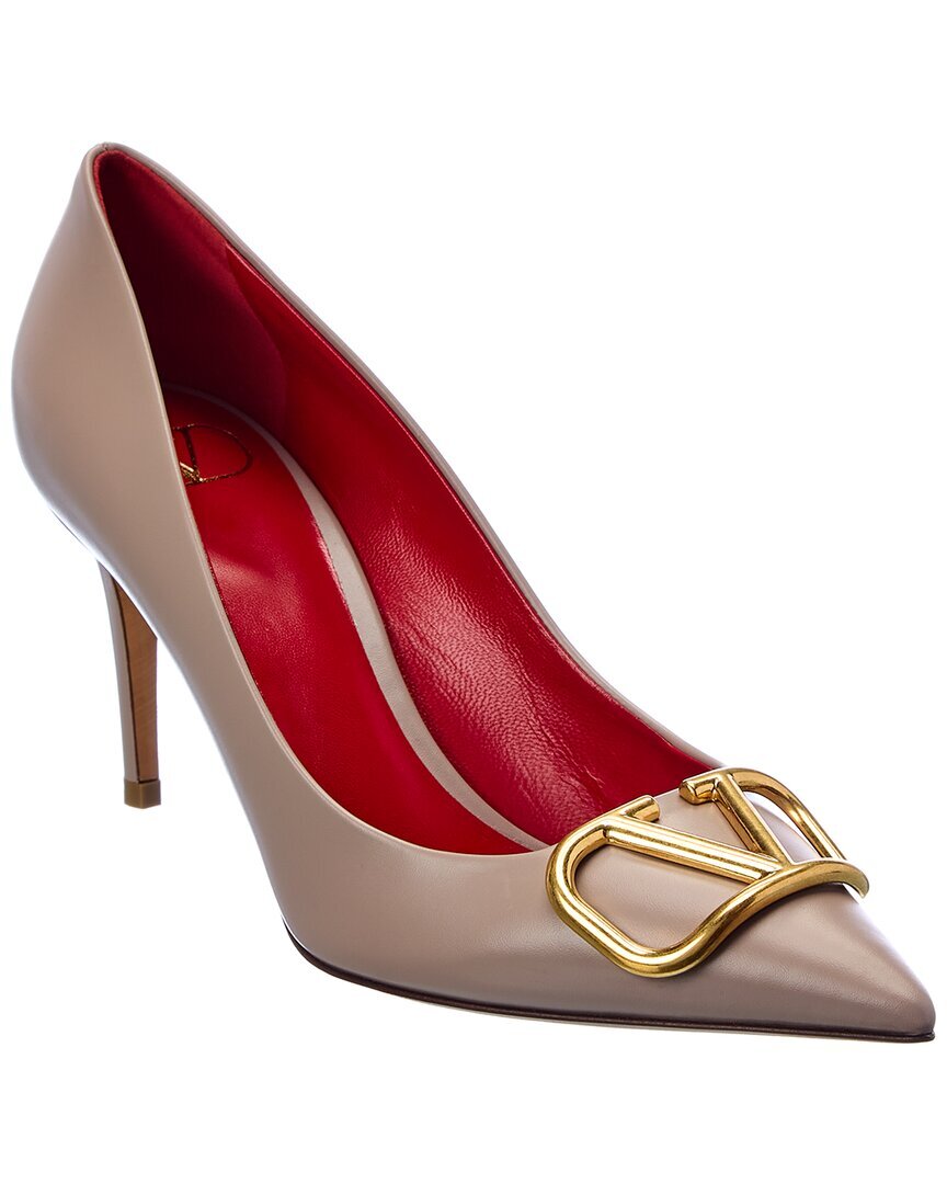 Кожаные туфли-лодочки Valentino Vlogo 80 женские розовые 37,5