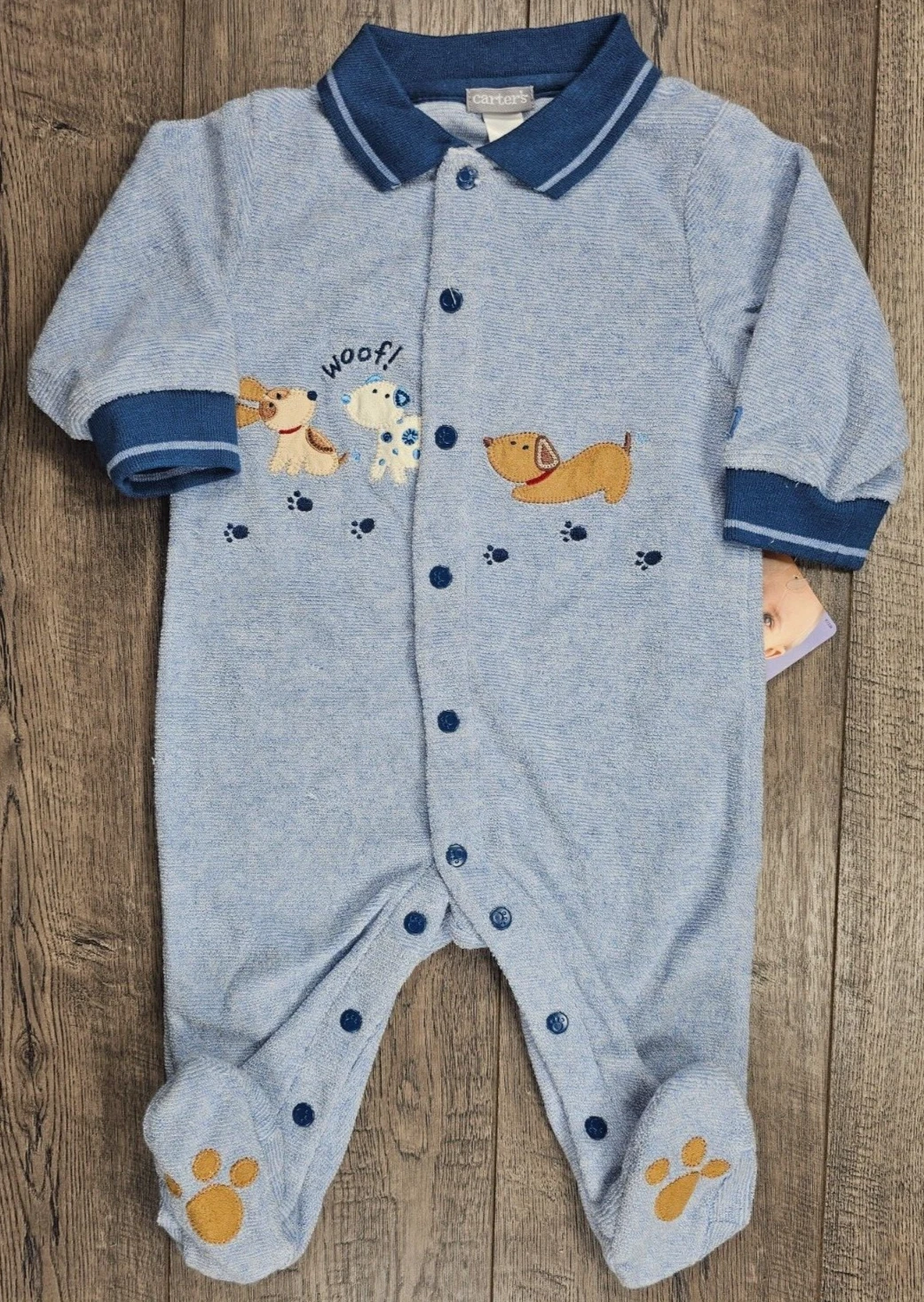 Baby Boy Clothes New Vintage Carter's 3-6 Month Dog Gone Cute Footed Outfit