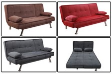 DIVANO LETTO RECLINABILE SALOTTO MICROFIBRA NERO ROSSO GRIGIO 3 POSTI 187X116 IT