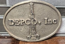Depco, Inc Denver, CO Oil & Gas Driller BRASS BELT BUCKLE 1981 Spec Cast