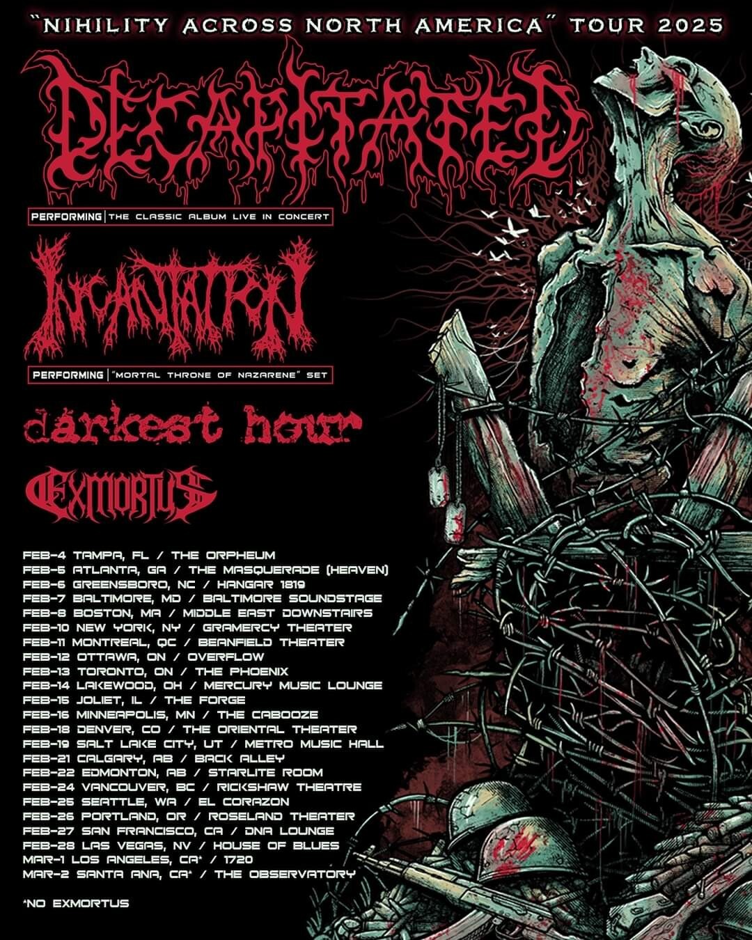 Decapitated Incantation Exmortus Nihility North America Tour
