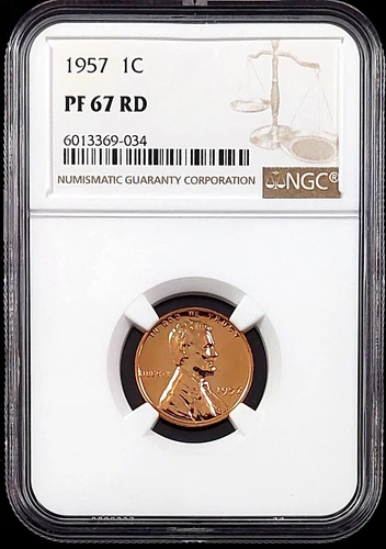 1957 Proof Lincoln Cent certified PF 67 RD by NGC!  sku 69034