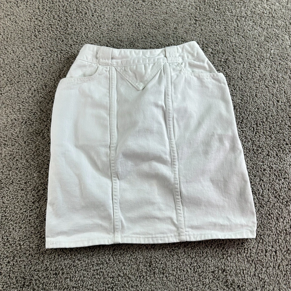 VINTAGE 80s Guess George Marciano Denim Skirt Womens 28 White Pencil USA Made - Image 2 of 4