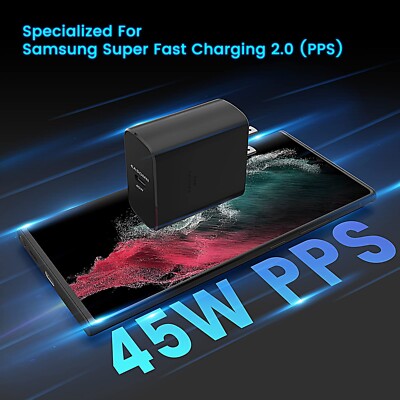 Chargeur Rapide LVSUN 45W 3 Ports (2 USB-A + 1 USB-C PD 3.0) - Noir
