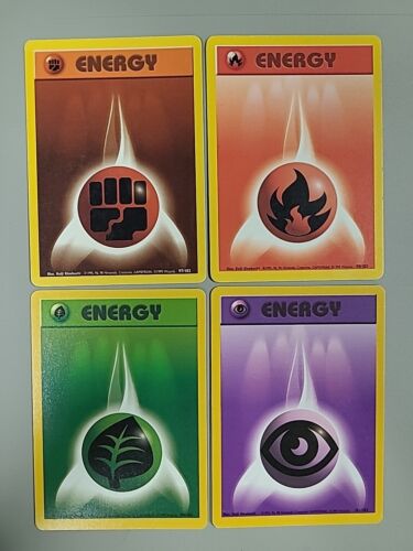 4x Energy Fighting 97 Fire 98 Grass 99 Psychic 101 Base Set Pokemon TCG WOTC  - Zdjęcie 1 z 2
