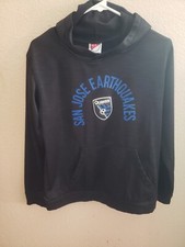San Jose Earthquakes Black Polyester Hoodie Sweatshirt Size Youth L 14/16 MLS
