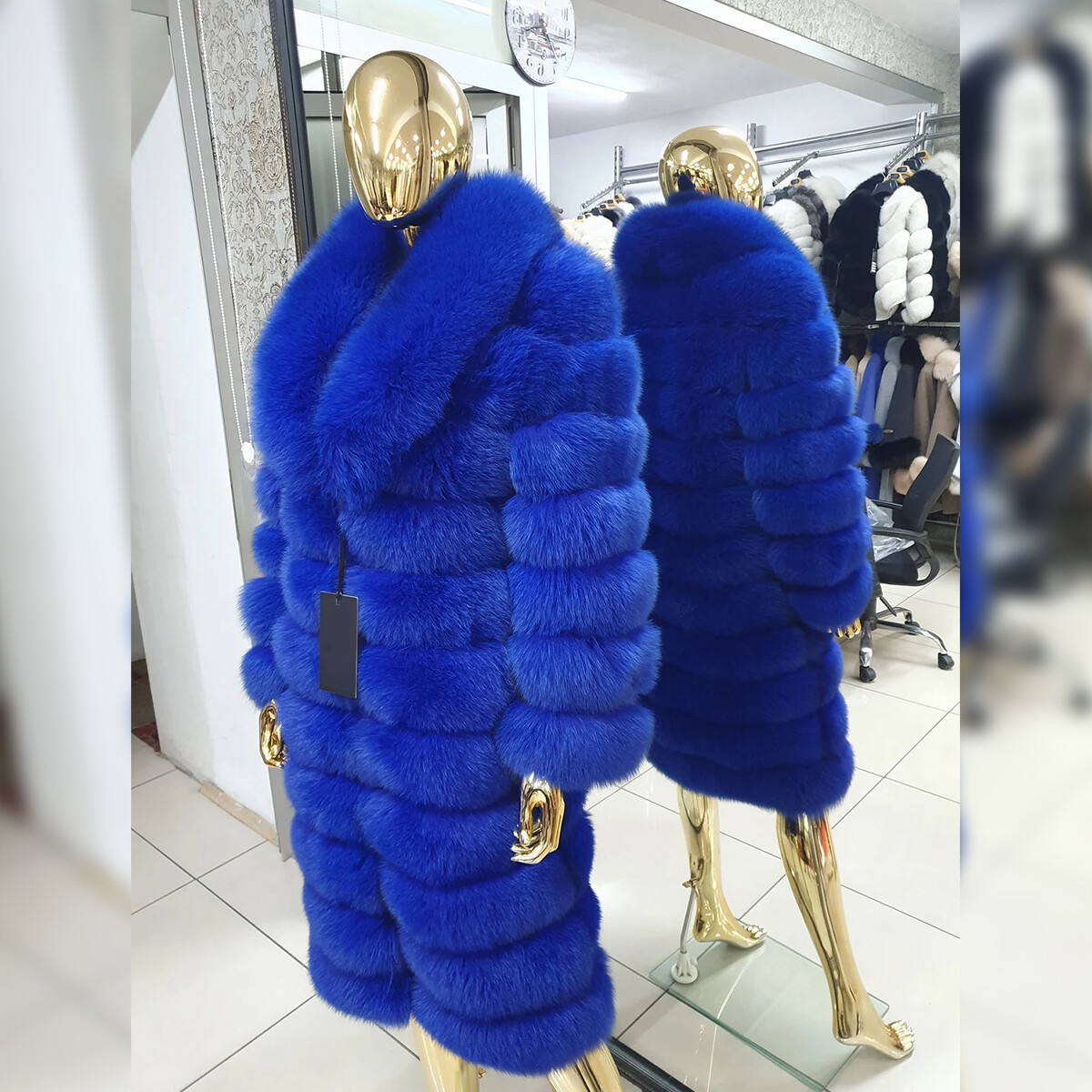 Long Mens Natural Real Fox Fur Coat Winter Thick Warm Jacket Lapel Fur