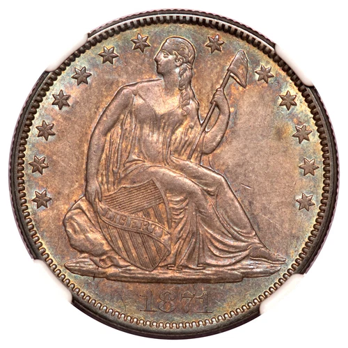 1871 Seated Liberty Half Dollar - Motto 50C NGC MS64