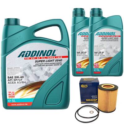 Motoröl Set ADDINOL 5W-40 Super Light 7 Liter + Ölfilter für BMW 3er 5er E36 E46