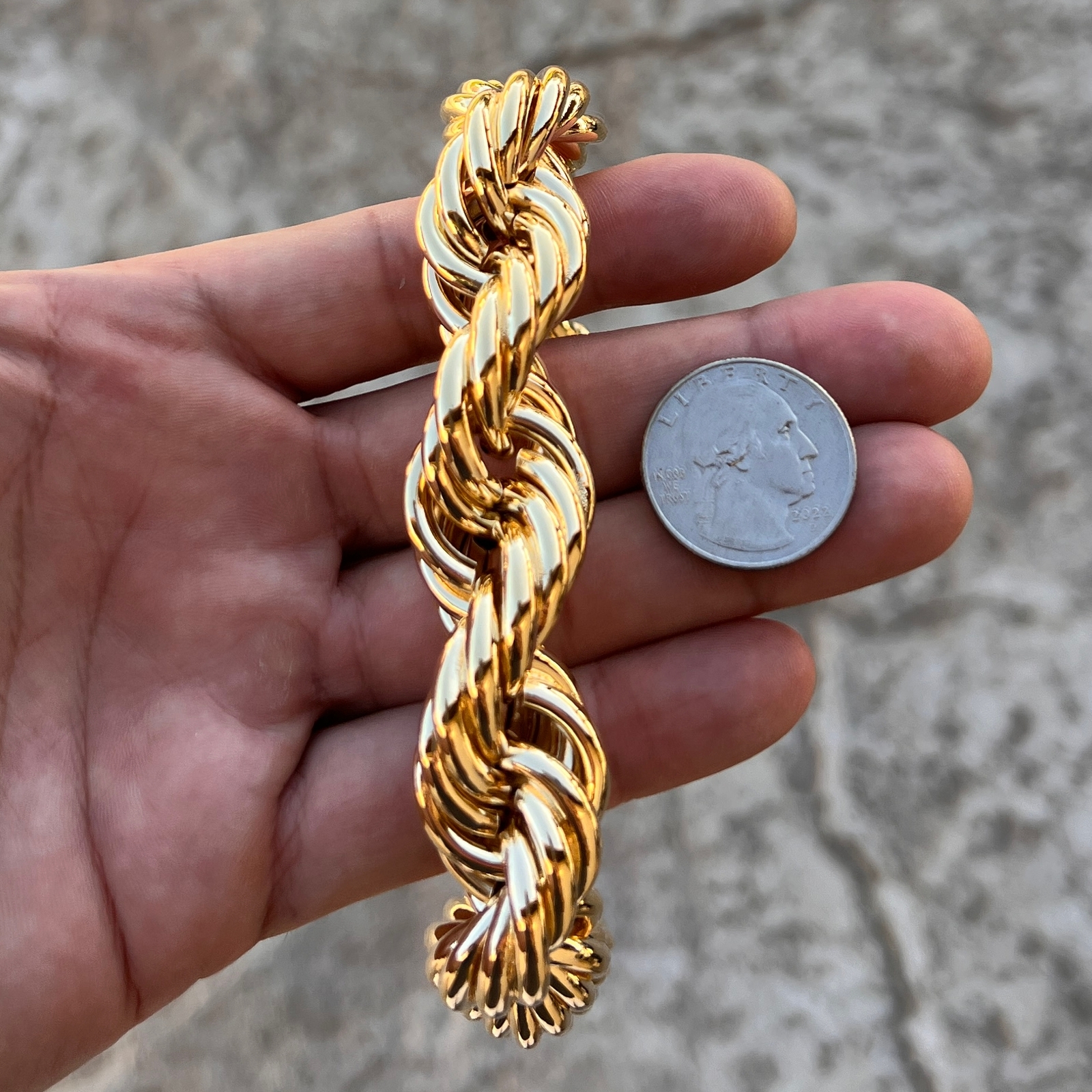 Mens 14k Gold Plated Chain Hollow Rope Big Dookie 20MM x 20" Hip Hop