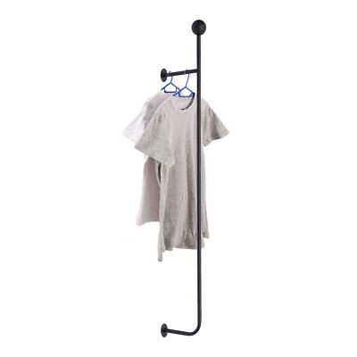 Industrial Black Iron Wall-Mounted Clothing Rack 58.2in H 15kg Load