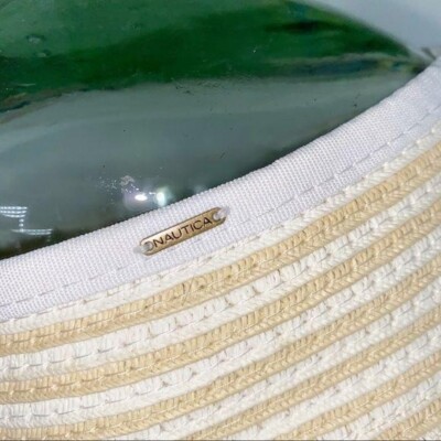 Nautica White & Tan Striped Wide Brim Sun Hat | eBay display picture 3