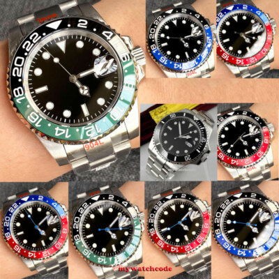 40mm BLIGER Black Dial Miyota PT5000 NH35A Automatic Mens Watch Sapphire Glass