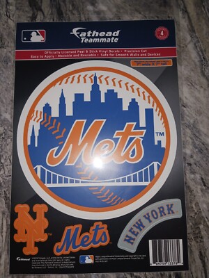 Official Fathead Teammates New York Mets Logo 4 Piece Wall Decor 7in X 7in