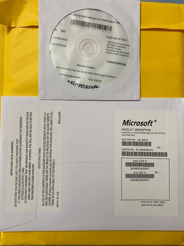SQL Server 2022 Standard DVD +KEY Unlimited License, Unlimited User CALs