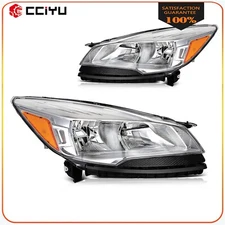 2Pcs/Pair For 2013-2016 Ford Escape SUV Chrome Amber Headlights Assembly