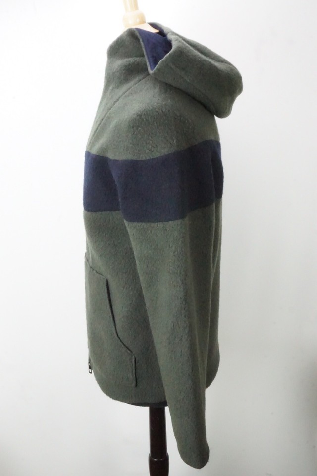 Armani Black Label Green Blue Striped Zip Up Fleece Jacket 48