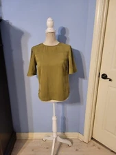 A New Day Xsmall Blouse Womens Green Short Sleeve Round Neck 