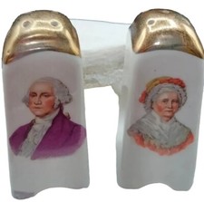 GEORGE WASHINGTON MARTHA SALT PEPPER GOLD TRIMMED