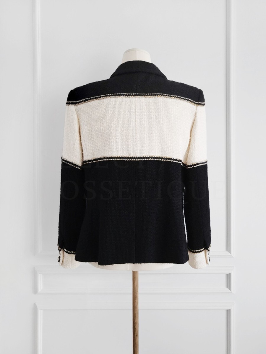 NWT CHANEL 20A METIER D'ART BLACK ECRU TWEED JACKET FR50 | eBay